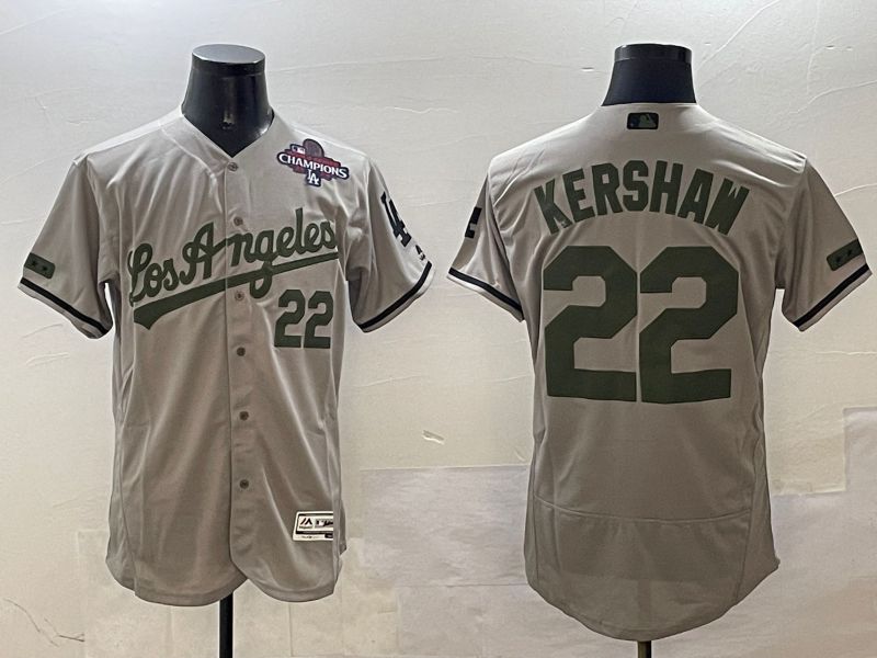 Men Los Angeles Dodgers #22 Kershaw Grey Fashion Elite 2025 Nike MLB Jersey style 2->los angeles dodgers->MLB Jersey